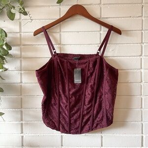 NWT Torrid Corset Crop Top with Lace - Maroon Red - Size 2